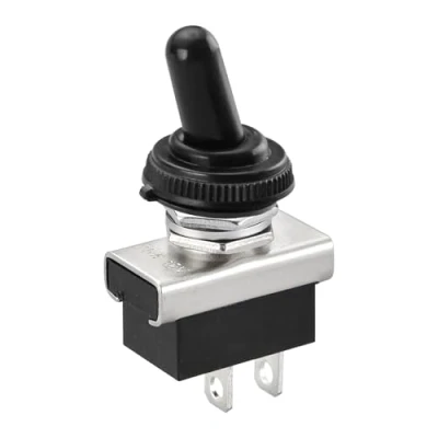 Image of Heschen Metal Toggle Switch Flick Flip, KN3D 101, 12V 25A, SPST, On/Off 2 Positon, Pin, for Car Dash Light with Waterproof Cap (1)