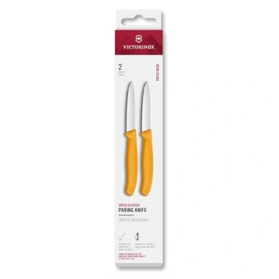 Image of Victorinox Swiss Classic Yellow 8cm Straight 2 Piece Pointed Tip Paring Knife Box Set