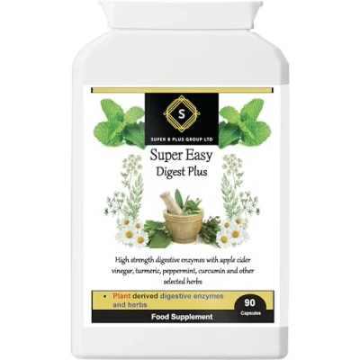 Image of Super Easy Digest Plus Natural Digestive Enzymes &amp; Herbs Bloating Aid Vegan Gluten Free Dairy Supplement 90 Capsules, B Group Ltd