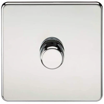 Image of KnightsBridge 1G 2 way 10 200W (5 150W LED) Intelligent Screwless Dimmer Polished Chrome