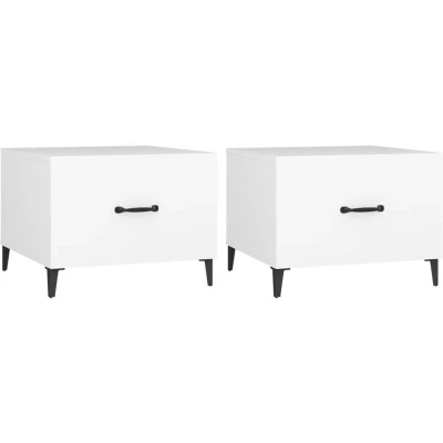 Image of vidaXL Coffee Table with Metal Legs 2 pcs White 50x50x40 cm
