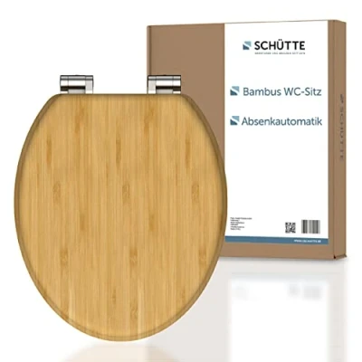 Image of Schütte 81101 A Bamboo Soft Close Mechanism, Solid, Sustainable lid Made Wood, Maximum Load Toilet seat 150 kg