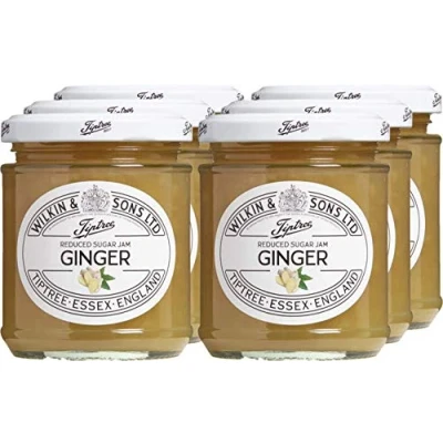 Image of Wilkin &amp; Sons Tiptree Ginger Reduced Sugar Jam / 6 x 200g Jars Vegetarian, Vegan, Coeliac, Friendly Gluten Free Made in The UK