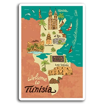 Image of 2 x 10cm Fun Tunisia Travel Vinyl Stickers Sticker Laptop Luggage #19452 (10cm Tall)