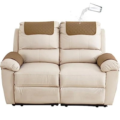Image of GYHH Sofa Armrest Cover, Headrest Cover for Recliner Chair Arm Cover,Armchair Slipcover Nonslip Quilted Furniture Protector Pets Leather Couch (Camel,2 Seat 4 pc)