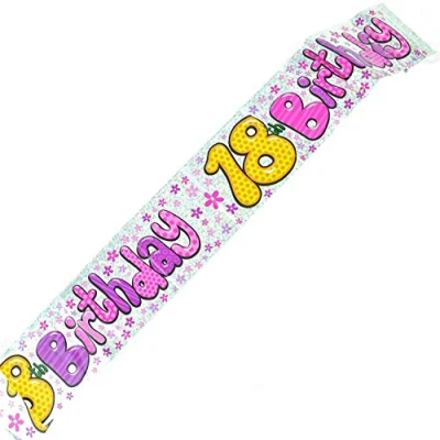Image of Gifts 4 All Occasions Limited 737 9Ft 16th Silver &amp;Pink Glitz Birthday Banner Teenager Decorations Party Supply