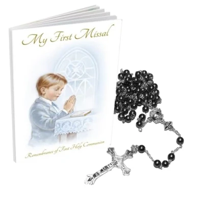 Image of Widdle Gifts First Holy Communion Boy Missal Book and Pearl Rosary Gift Set