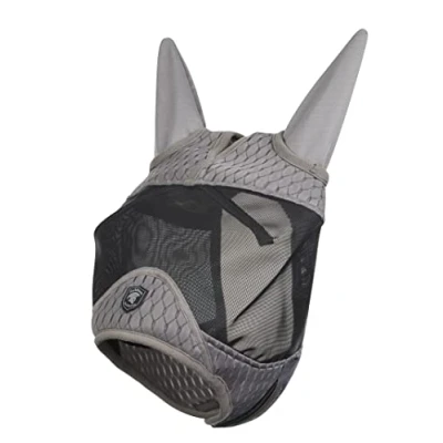 Image of LeMieux Horse Gladiator Half Mask in Grey 4 Way Stretch Lycra Breathable Mesh Medium