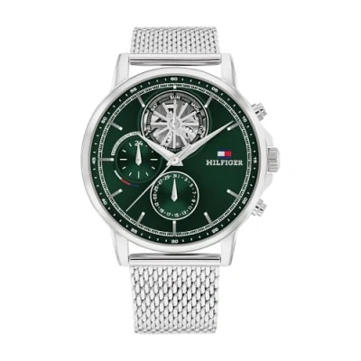 Image of Tommy Hilfiger Men&#039;s Multifunction Quartz Watch with Skeleton Subdial and Stainless Steel Bracelet