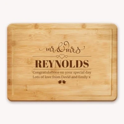 Image of Personalised Cheese Cutting Chopping Board Mr &amp; Mrs Design