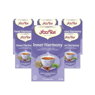 Image of Yogi Tea, Inner Harmony, Organic Herbal Blend of Lemon Balm, Rooibos and Cinnamon, 6 Packs x 17 Tea Bags (102 Teabags Total)