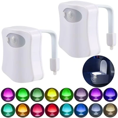 Image of Cube LED 16 Colours Motion Activated Toilet Night Light Smart Bowl Lights, Internal Memory &amp; Detection Function Enhance Your Bathroom Experience! (2 Pack of)