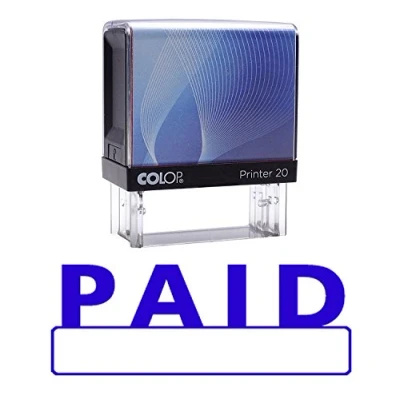 Image of Paid Self Inking Rubber Stamp Blue Ink Office Use Stock Colop Stamper