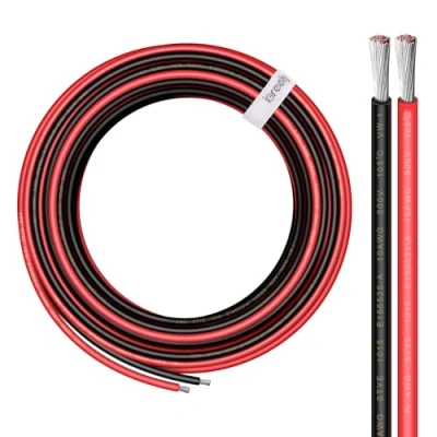 Image of 10 Gauge Wire iGreely 30 FT Red &amp; Black Tinned Copper Electrical Cable for Solar Panel Car Audio Automotive Trailer Marine Harness Wiring 10AWG 30Ft (10AWG 30Ft)