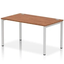 Image of Impulse Bench Single Row 1400 Silver Frame Office Desk Walnut