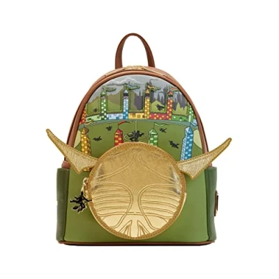 Image of Loungefly Harry Potter Mini Backpack Golden Snitch Official Green