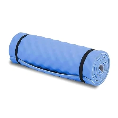 Image of MantraRaj Foam Yoga &amp; Camping Mat Roll Waterproof, Lightweight Durable Exercise with elastic Straps Ideal for Pilates, Gym, Sleeping, Outdoor Indoor Activities 180cmx50cmx1.5cm (Blue)