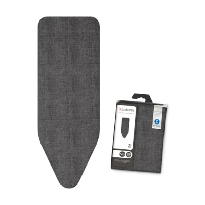 Image of Brabantia 8mm Thick Underlay Ironing Board Cover (C Board/Denim Black) Heat Resistant, Non Slip, Cord Fastener