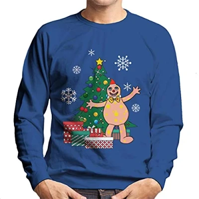 Image of Cloud City 7 Mr Blobby Around The Christmas Tree Men&#039;s Sweatshirt Royal Blue