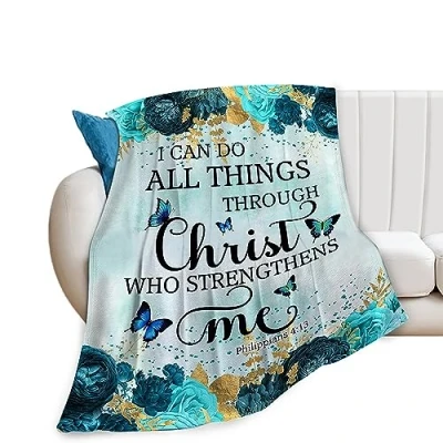 Image of Fuzawet Scripture Blanket Christian Bible Verses Inspiring Fleece Throw Super Soft Warm Cozy Fuzzy Plush Christ Gifts for Girls Boys Kids Bed Decor 40&quot;X50&quot;
