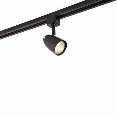 Image of Monte Multi Directional Matt Black and Chrome Finish Mains Track GU10 LED Compatible Adjustable Spotlight Head Lighting
