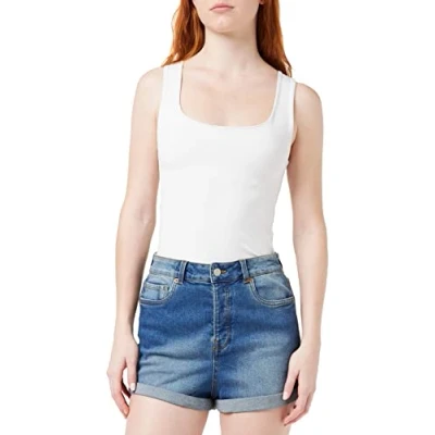 Image of JACK &amp; JONES Women&#039;s JJXX JXHAZEL Mini HW AKM2A SN Shorts, Medium Blue Denim, L