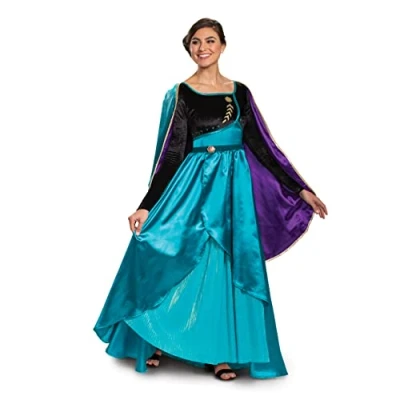 Image of DISGUISE 106439E, Official Disney Frozen 2 Anna Costume Dress Adult Sized, Teal &amp; Black, L