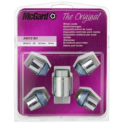 Image of 24212SU Wheel Lock Nuts SU M12 x 1,5, cone seat washer, Overall length 32,5 mm, Hex size 19mm, Key diameter 27,7 mm