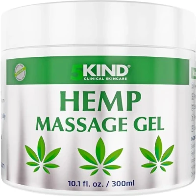 Image of 5kind Hemp Active Gel 300ml High Strength Formula Natural Massage for Back, Muscles, Feet, Knees, Neck &amp; Shoulders Muscle Rub Rich in Extracts