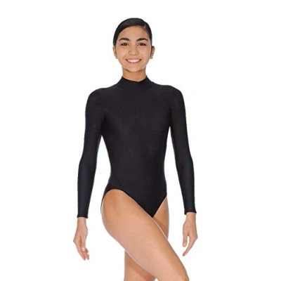 Image of Roch Valley Women&#039;s Long Sleeve Turtle Neck Leotard, Black, Age 5 6