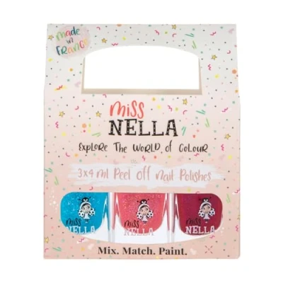 Image of Miss Nella Winter Glitters Special Glitter Kids Nail Polish 3 Pack: Sugar Hugs, Jazzberry Jam &amp; Under The Sea, Peel off Water Based Formula