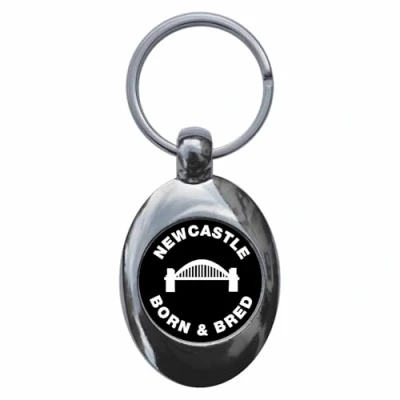 Image of Ozorath Newcastle Born Bred Keyring Keychain Key Ring Chain With Trolley Coin
