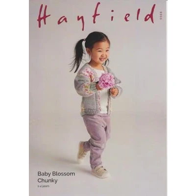 Image of Hayfield Baby Blossom Chunky Knitting Pattern 5568 Cardigan 1 4 Years