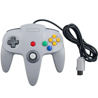 Image of OSTENT Wired Controller Gamepad Joystick Joypad for Nintendo 64 N64 Console Video Games Color Grey