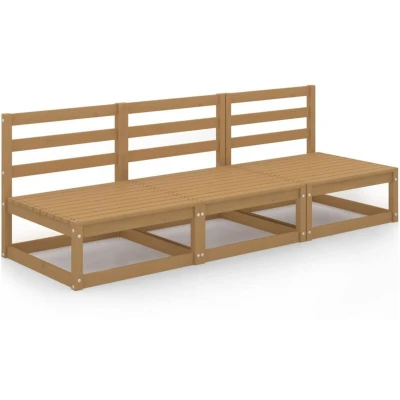 Image of vidaXL Garden 3 Seater Sofa Honey Brown Solid Pinewood