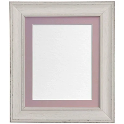 Image of Scandi Vintage Distressed Ivory Grey Picture Photo Frame with PinkMount A3 For Image size A4