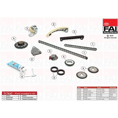 Image of 1276277E00, 1281177E00 Timing Chain Kit FAI AutoParts TCK62 with gears, gaskets/seals Simplex, Bolt SUZUKI: Grand Vitara 2 SUV