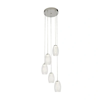 Image of Cyclone 5 Light Drop Pendant, Clear Glass 3000K