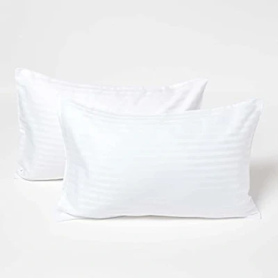 Image of HOMESCAPES White Kid’s Pillowcases 60 x 40 cm 2 Pack 100% Egyptian Cotton Percale Soft Hypoallergenic Children’s Pillow Cases with Envelope Close Breathable Easy Care 330 TC 500 Thread Count Equiv