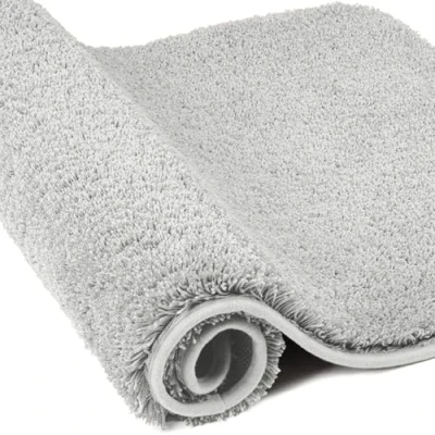 Image of wyewye Microfibre Bath Mat, Door 2cm Super Thick Rug, Absorbent Bathroom Rug 60x120 cm, Light Grey