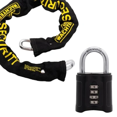 Image of Burg Wächter SKM 6/60 CPL Wachter 60cm 6mm Security Chain &amp; Combination Padlock, Black