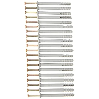 Image of Merriway BH05917 (20 Pcs) Hammer Type Solid Wall Fixing with Nylon Plug, M6 x 70mm (1/4 inch 2.3/4 inch) Pack of 20 Pieces, White