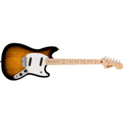 Image of Squier by Fender Sonic Mustang® Electric Guitar, Maple Fingerboard, White Pickguard, 2 Colour Sunburst, Comes with Free Virtual Lessons