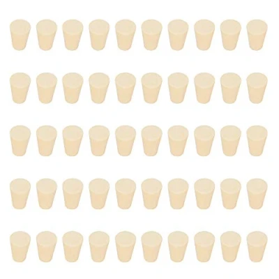 Image of StonyLab Solid Rubber Stoppers, White Tapered Lab Seal (50 Pack, 000#)— 8mm x 13mm 17mm
