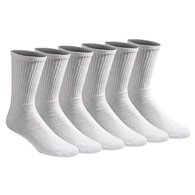 Image of Dickies Men&#039;s All Purpose Cushion Crew Socks, Available in M XL (6, 12 Casual, White (6 Pairs), Medium (Pack of 6)