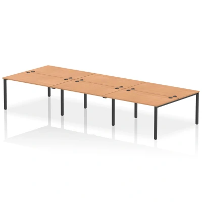 Image of Impulse Bench B2B 6 Person 1400 Black Frame Office Desk Oak