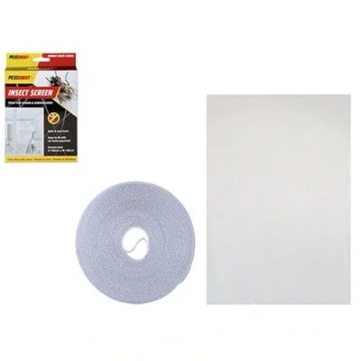 Image of White Window Fly Net Screen Mesh Insect Bug Hook &amp; Loop Tape 150cm x 130cm