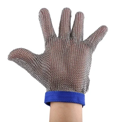 Image of Walfront 304L Stainless Steel Mesh Cut Resistant Protective Chain Mail Glove Kitchen Butcher Proof Meat Process Safety Tool Level 5 High Performance Protection Ambidextrous 1pcs (Large)
