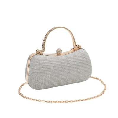 Image of RPAEOY Women&#039;s Clutch Bags Hard Shell Clutches Elegant Sparkly Evening Bag Vintage Handbag Chain Shoulder Crossbody for Ladies Prom Party Wedding Silver