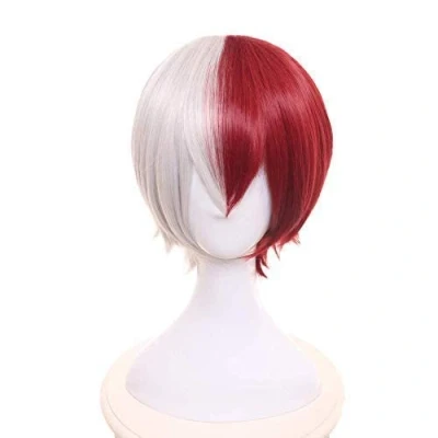 Image of Bloody devil Halloween Costume Party Anime Cosplay Wig with Free Cap for My Hero Academia (Shoto Todoroki)